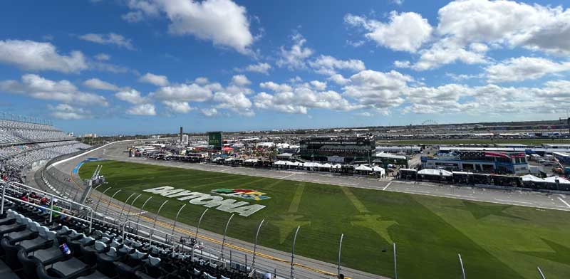 Daytona 500 Track view from seat at the Daytona 500 NASCAR race