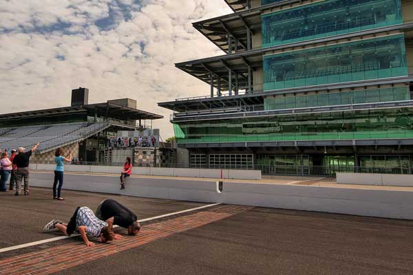 Kissing the bricks at the Indy Motor Speedway