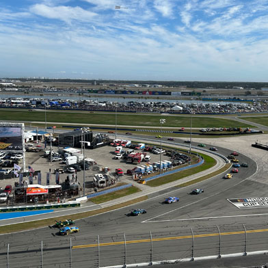 Rolex 24 View of Turn One at Daytona International Speedway during Rolex 24 race