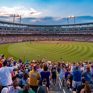 View from the outfield at the College World Series