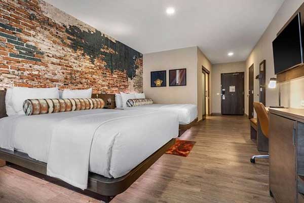 Interior of hotel room at College World Series