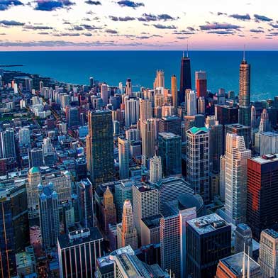 Chicago Cubs Chicago skyline view