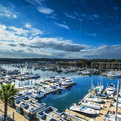 View of harbor at Marina del Rey, California 