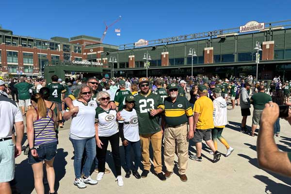 Green Bay Packers fans at pre game tailgate party