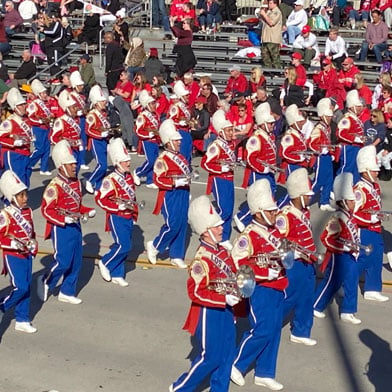 Band marching in the Tournament of Roses Parade 