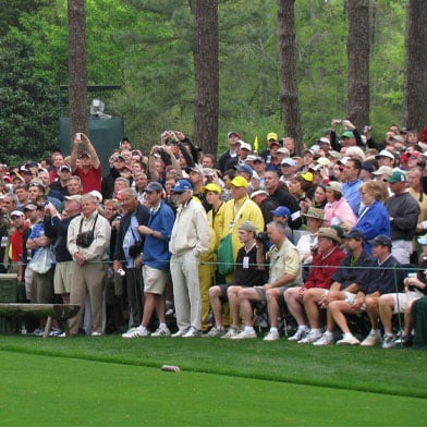 Patrons watching the Masters Golf Tournament 