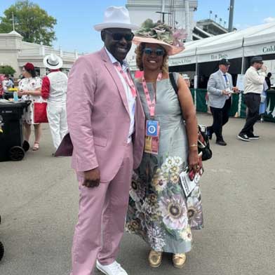 Fans at the Kentucky Derby wearing hats