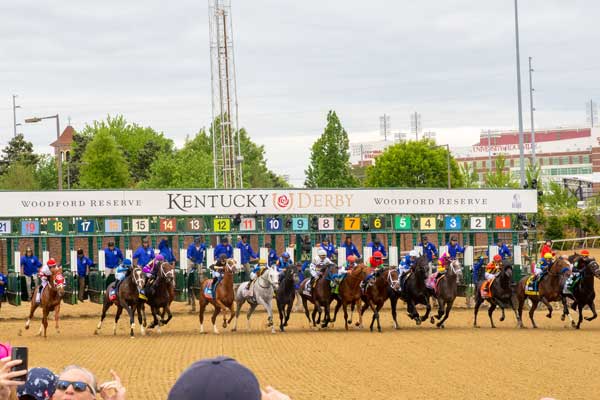 The starting gates of the Kentucky Derby at Churchill Downs
