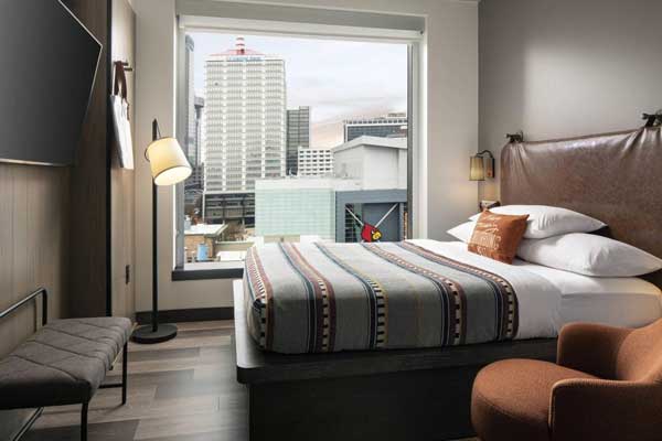 Derby hotel room at The Moxy Hotel 