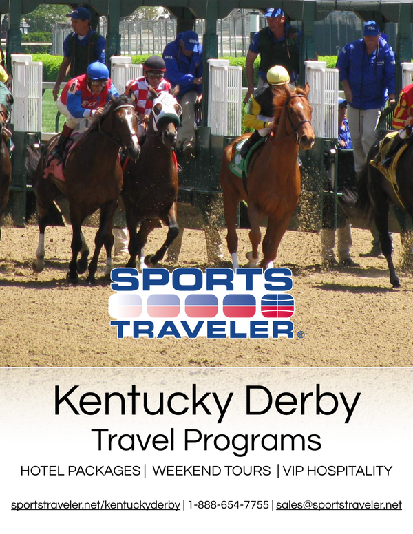 Kentucky Derby travel programs brochure with horse race start