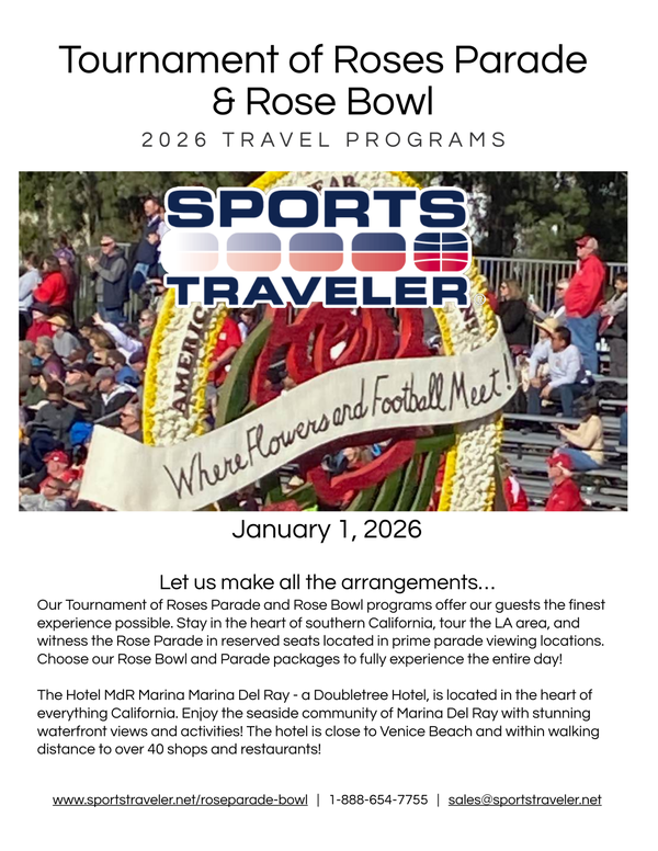 Tournament of Roses Parade and Rose Bowl 2026 travel programs brochure