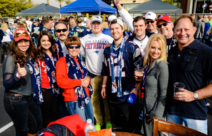 Fans at a tailgate party
