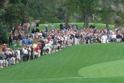 Patrons watching The Masters at Augusta National Golf Club