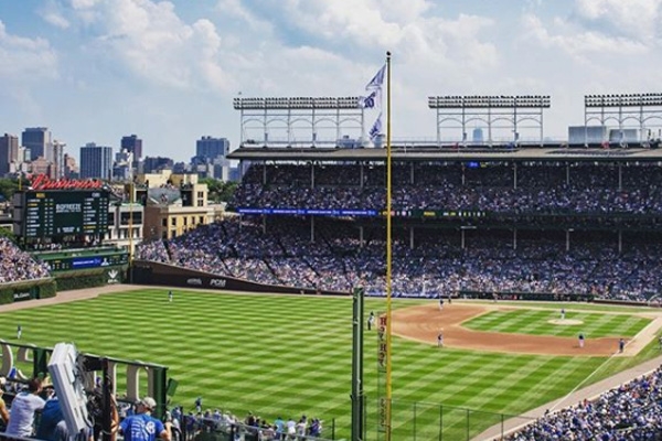 View from outside Wrigley Field from a Rooftop