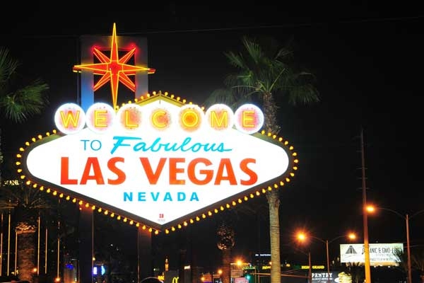 View of Las Vegas sign during Raiders football weekend trip