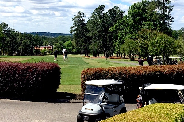 Play golf during the Masters Tournament in Augusta Georgia