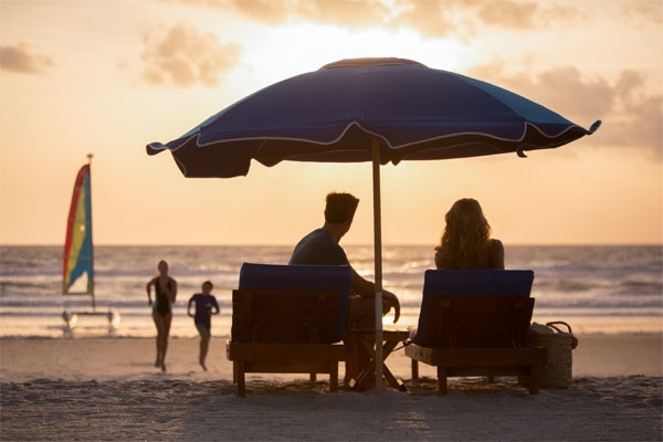 Family on beach during St. Augustine Golf Experience Weekend