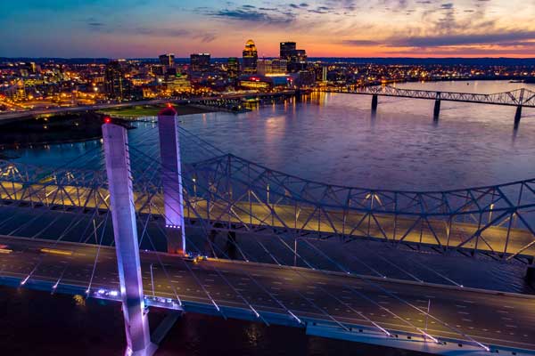 Skyline of city of Louisville Kentucky